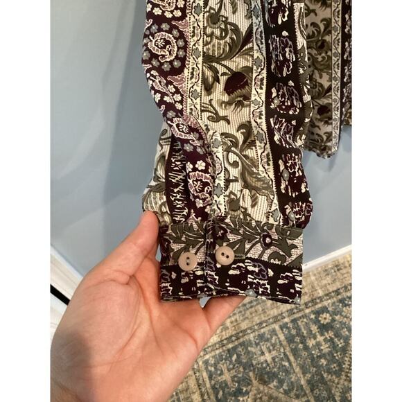 Allison Daley Womens Button Up Shirt Plus Size 18 Tunic Purple Paisley Boho Work - Picture 7 of 11